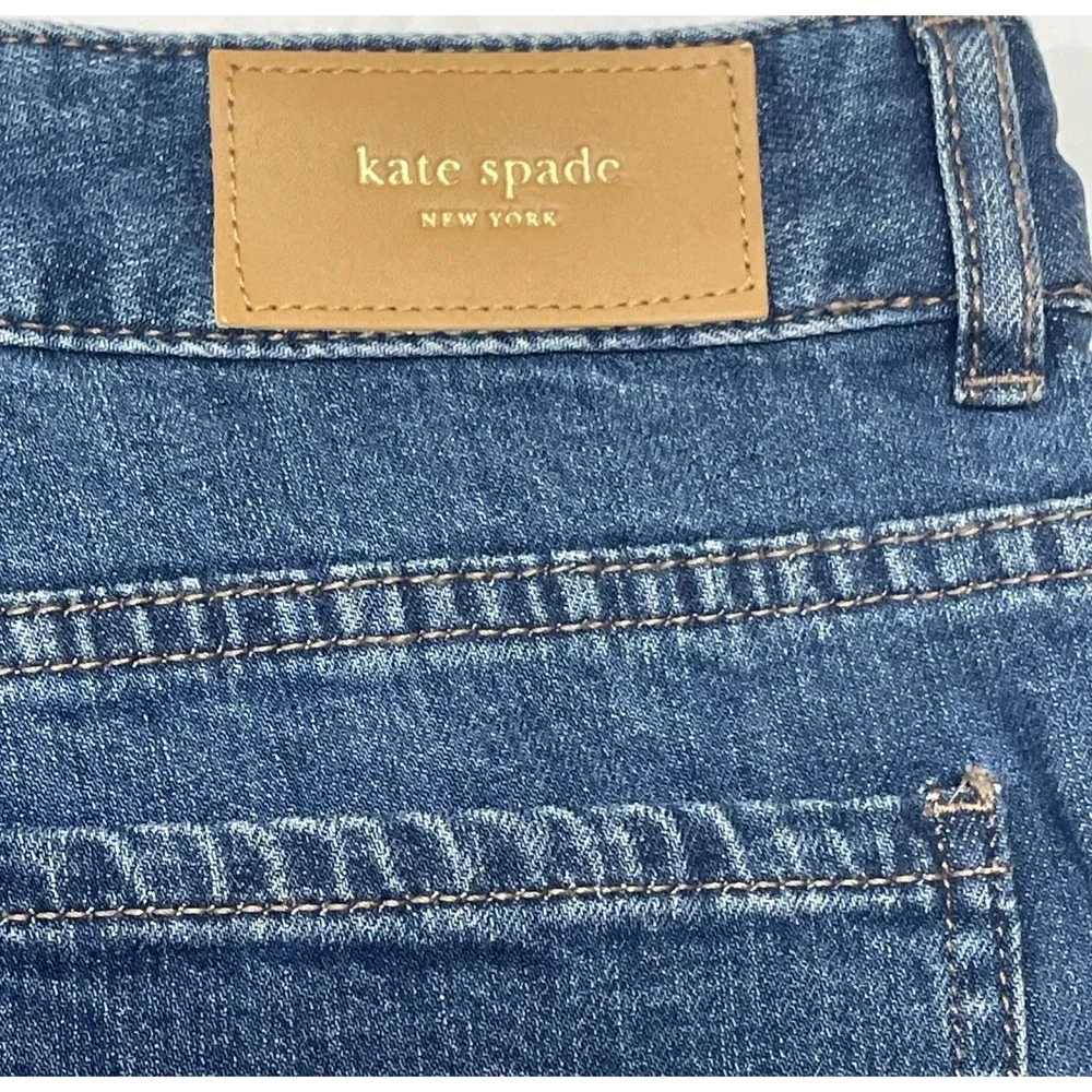 Kate Spade New York Ooh La La Straight Leg Blue Ankle‎ Jeans Raw Hem Womens 30